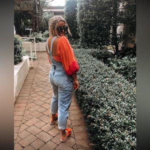 Free people straight leg overalls